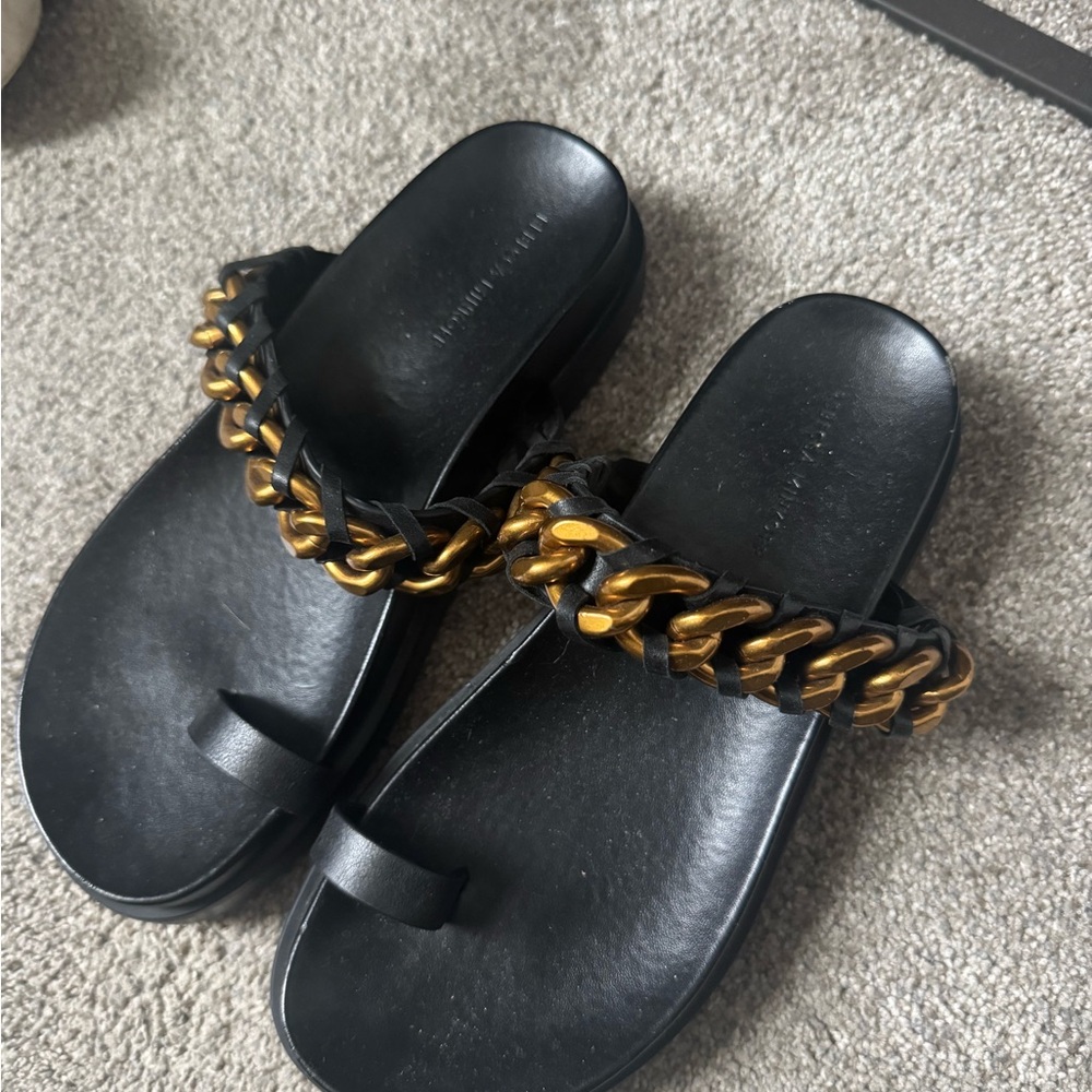 Black and Gold Chain Sandals